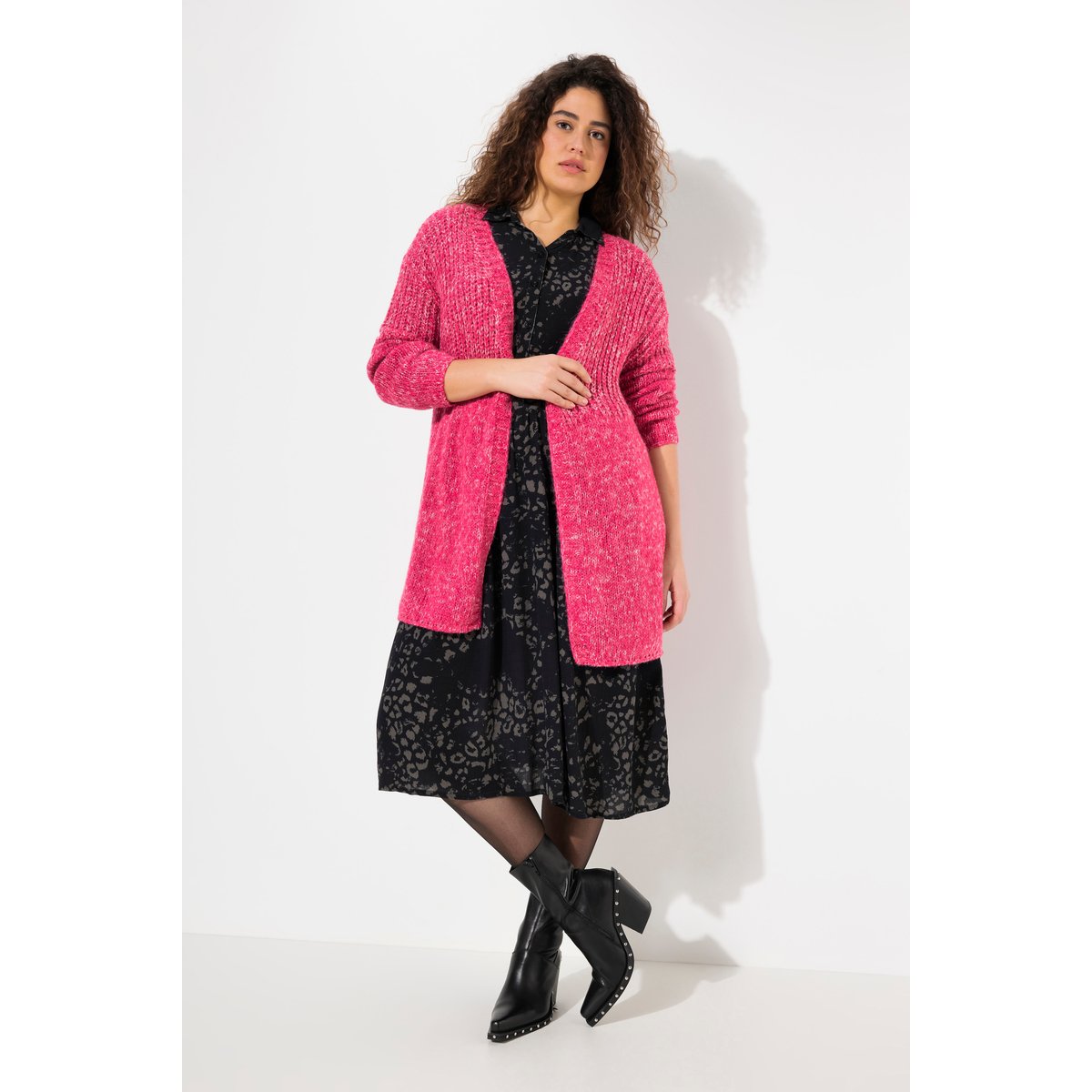 Cardigan oversize à manches longues rose rouge, ULLA POPKEN