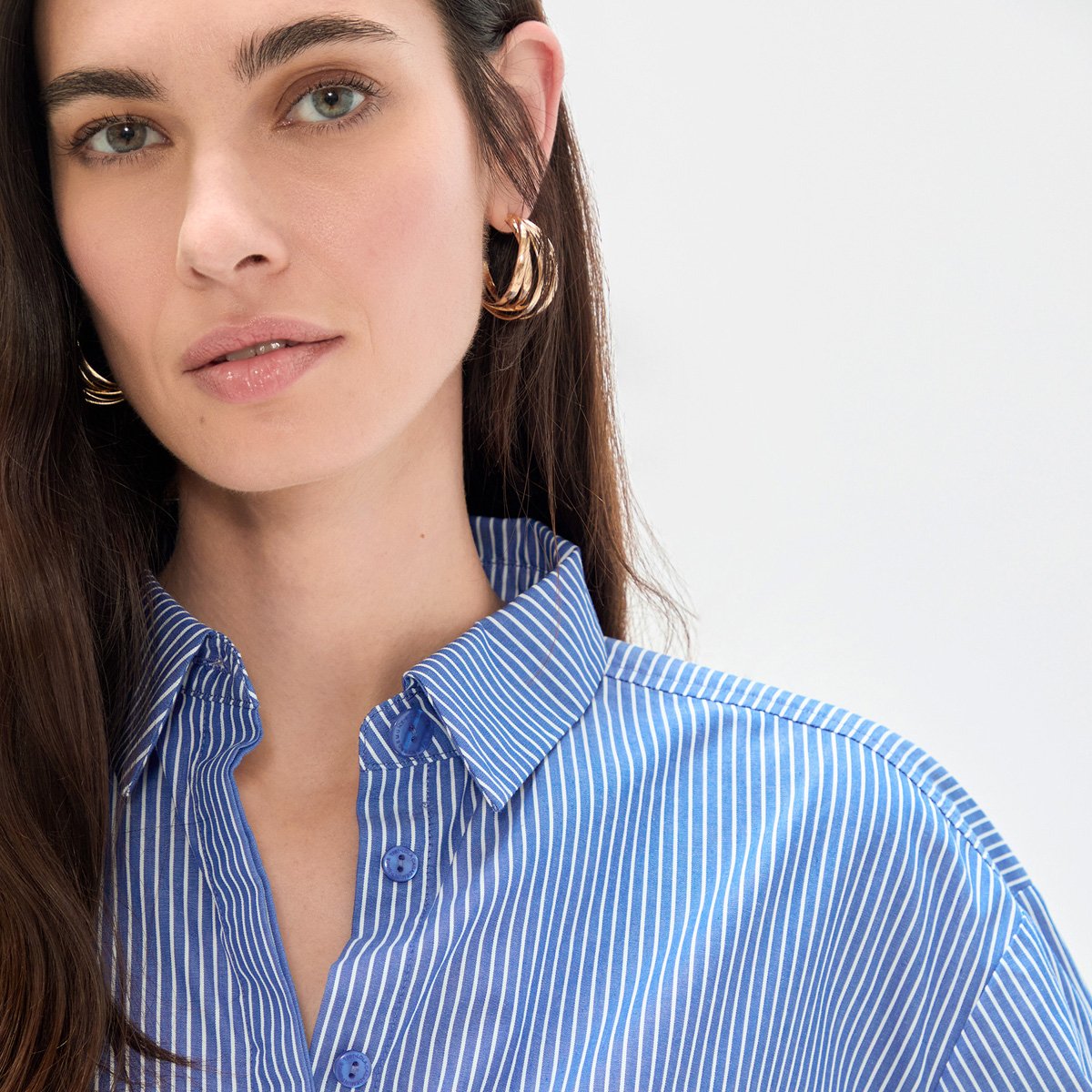 Chemise rayée à dos imprimé léopard bleu, LOLA CASADEMUNT