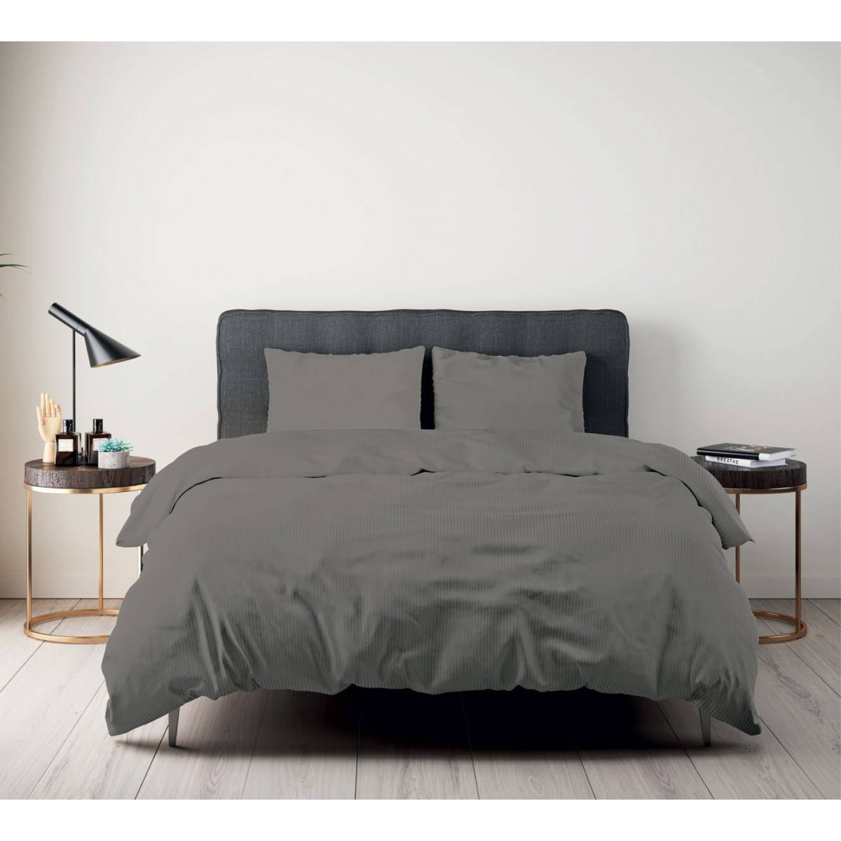 Housse de couette Satin de coton VERSATIN - Gris - 220x240 gris, BELLECOUR