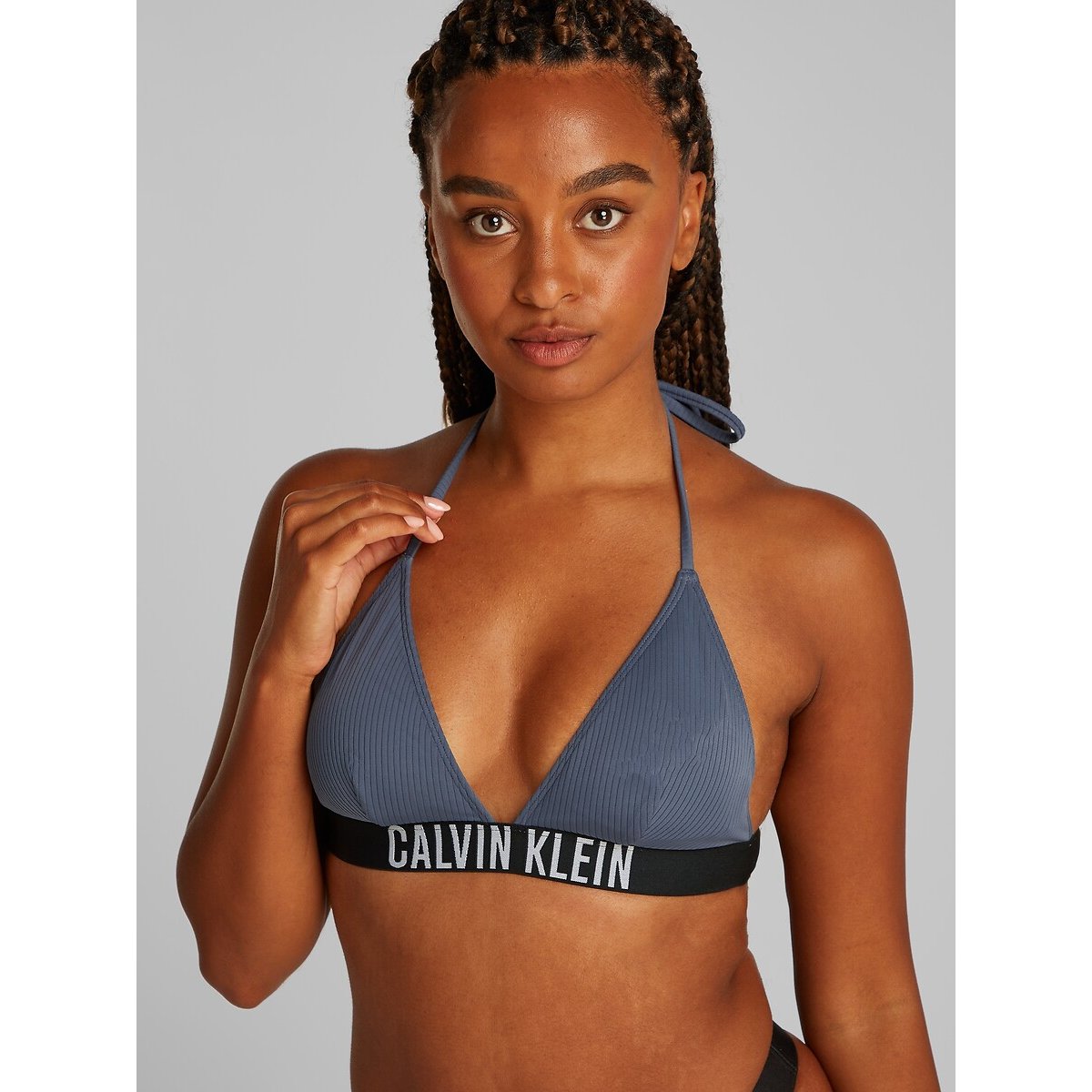 Ribbed Triangle Bikini Top, Intense Power Rib grey, CALVIN KLEIN UNDERWEAR