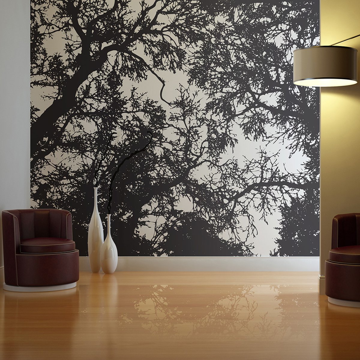 Papier peint intissé panoramique Paysage Bleak forest noir, EDEN