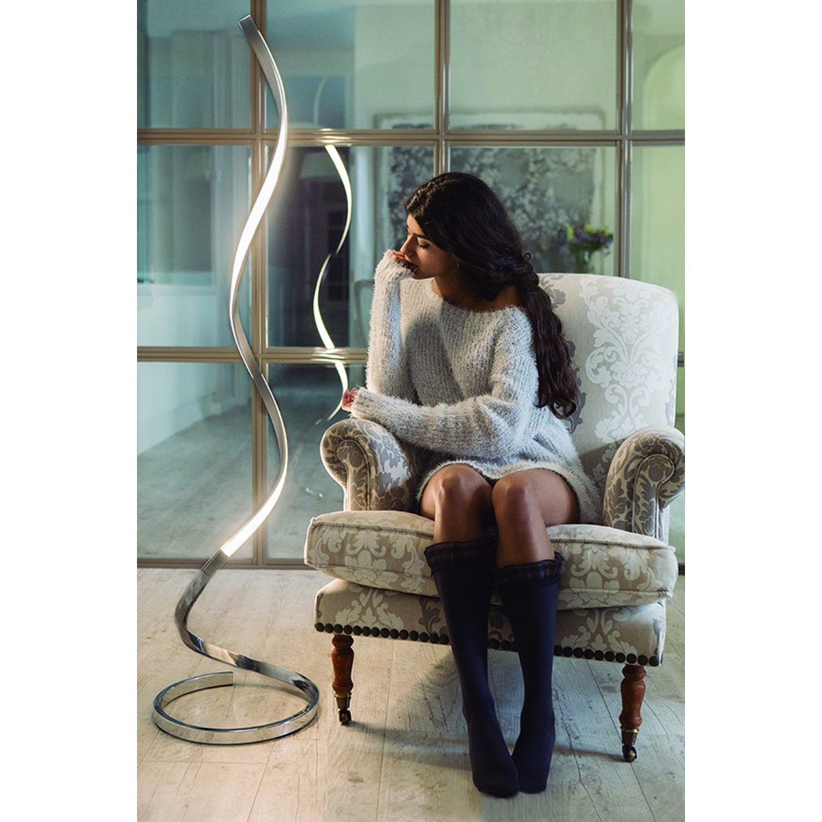 Lampadaire design en métal, NUR XL gris, MANTRA