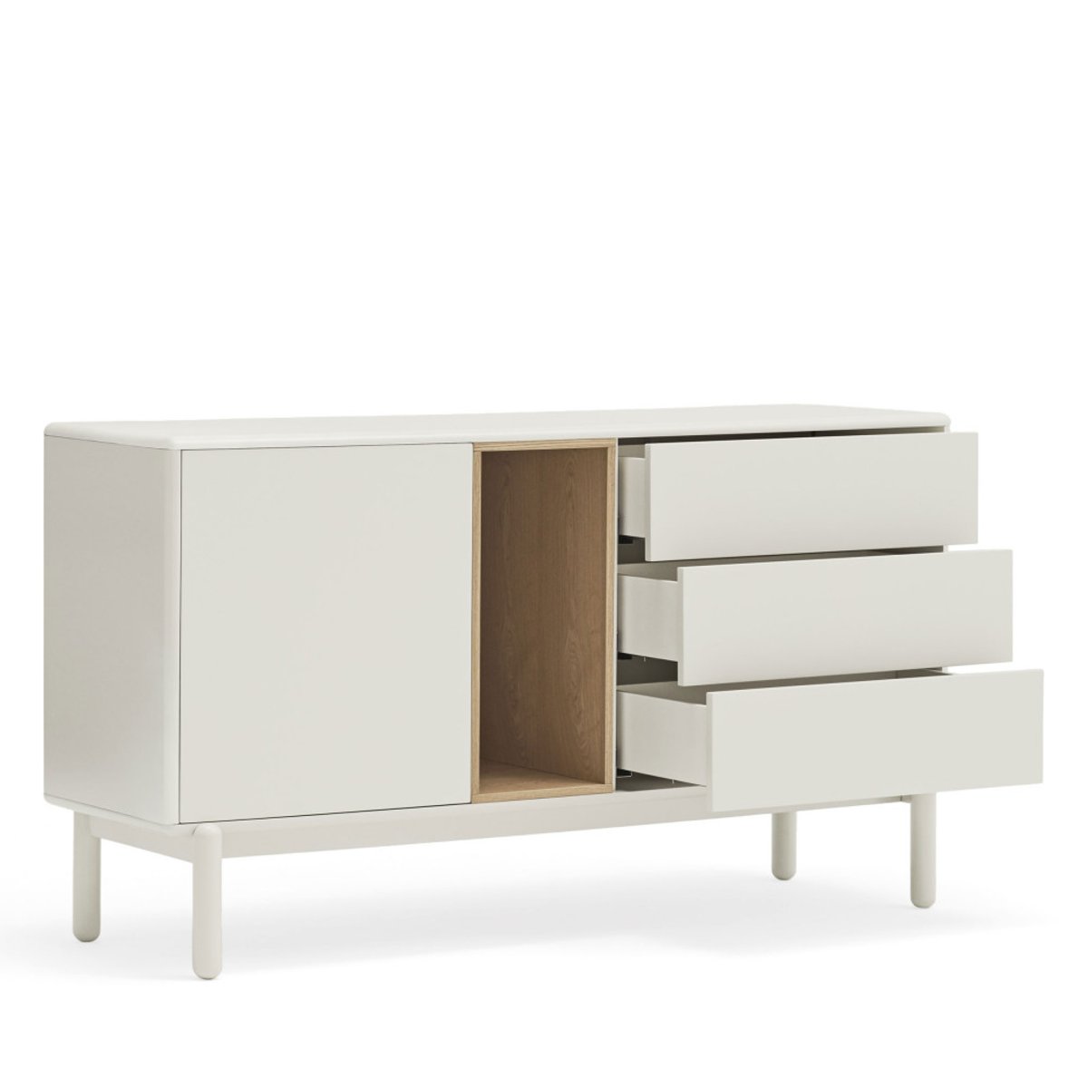 Buffet 1 porte 3 tirois en bois L136,8cm- CORVO blanc, TEULAT