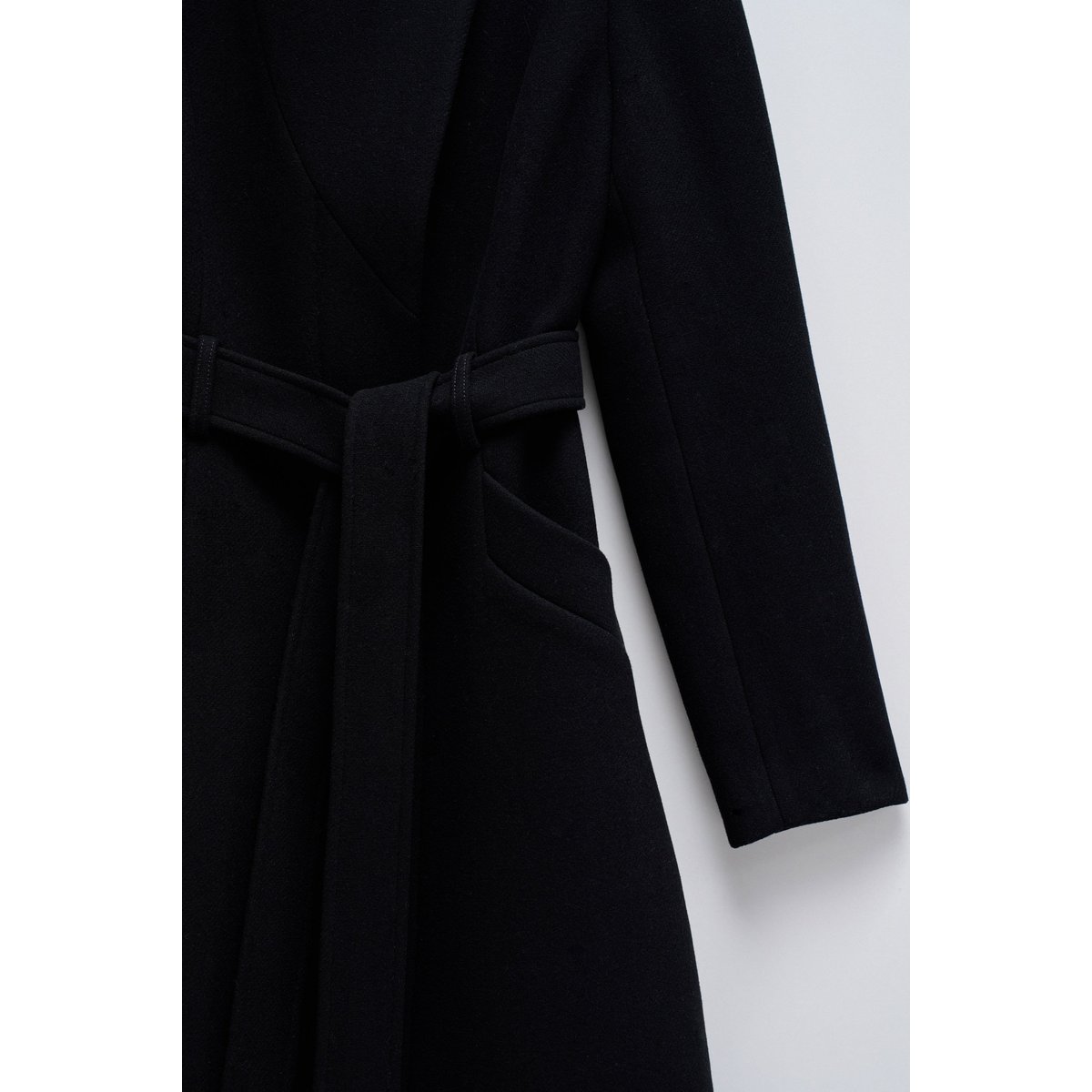 VESTE LONGUE EN LAINE GRACE AVEC CEINTURE noir, SALSA JEANS