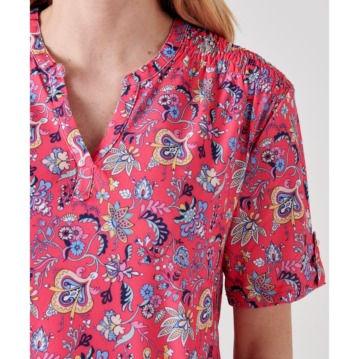 Blouse crêpe rose fleuri, DAMART