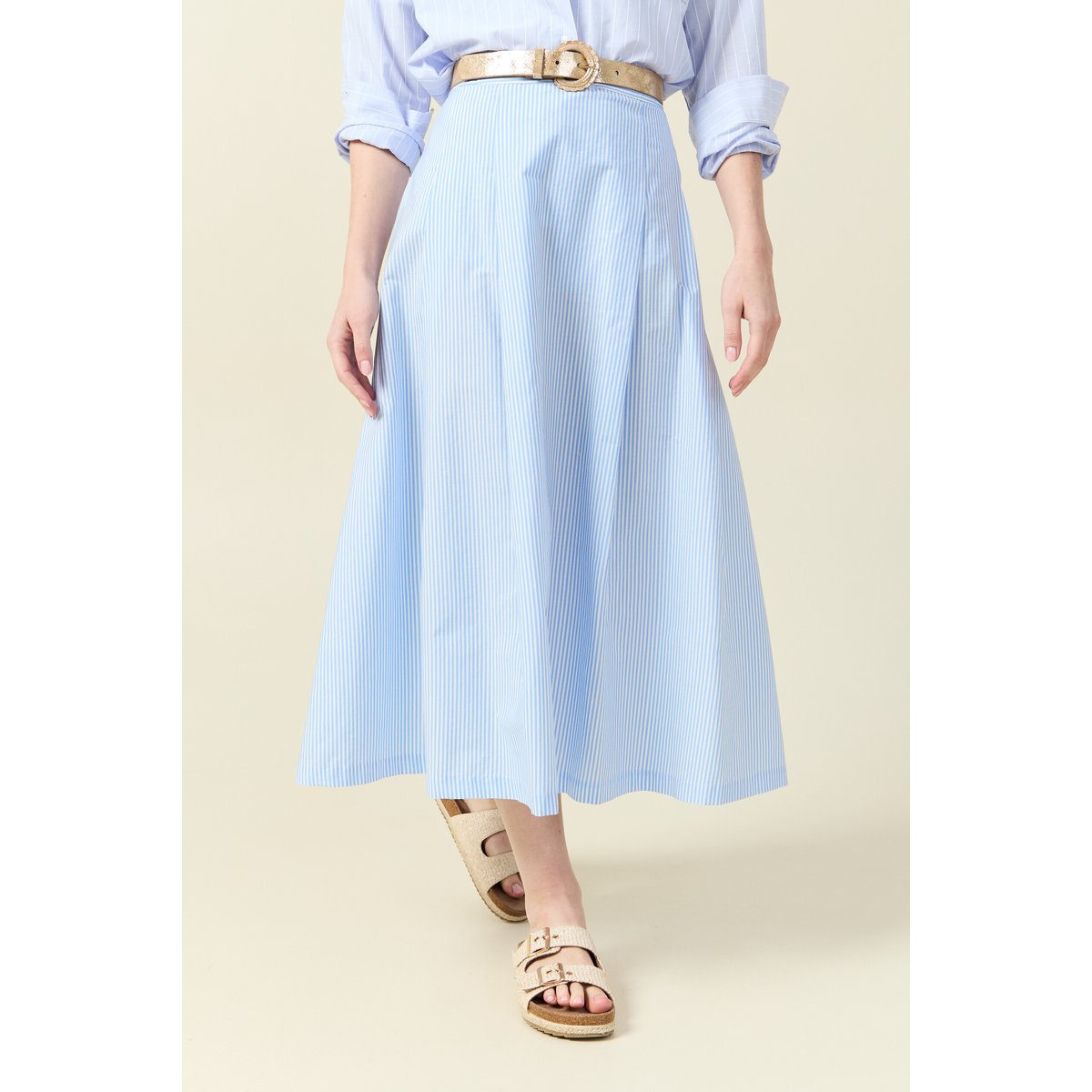 Jupe en coton taille standard bleu, BONOBO