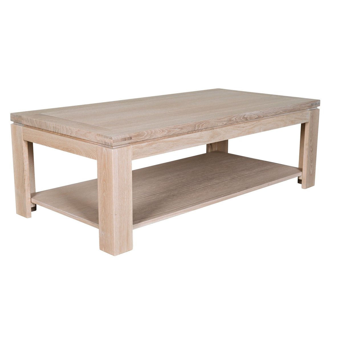Table basse rectangulaire bois chêne blanchi massif - BOSTON bois clair, HELLIN, DEPUIS 1862