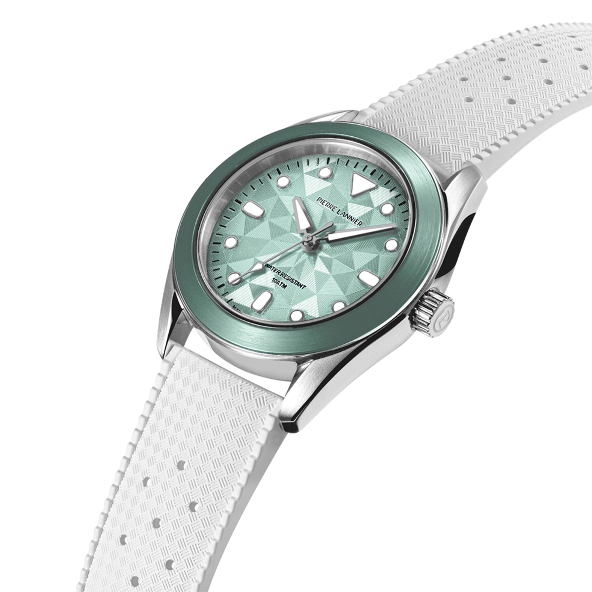 Montre Analogique BORA argenté vert blanc, PIERRE LANNIER