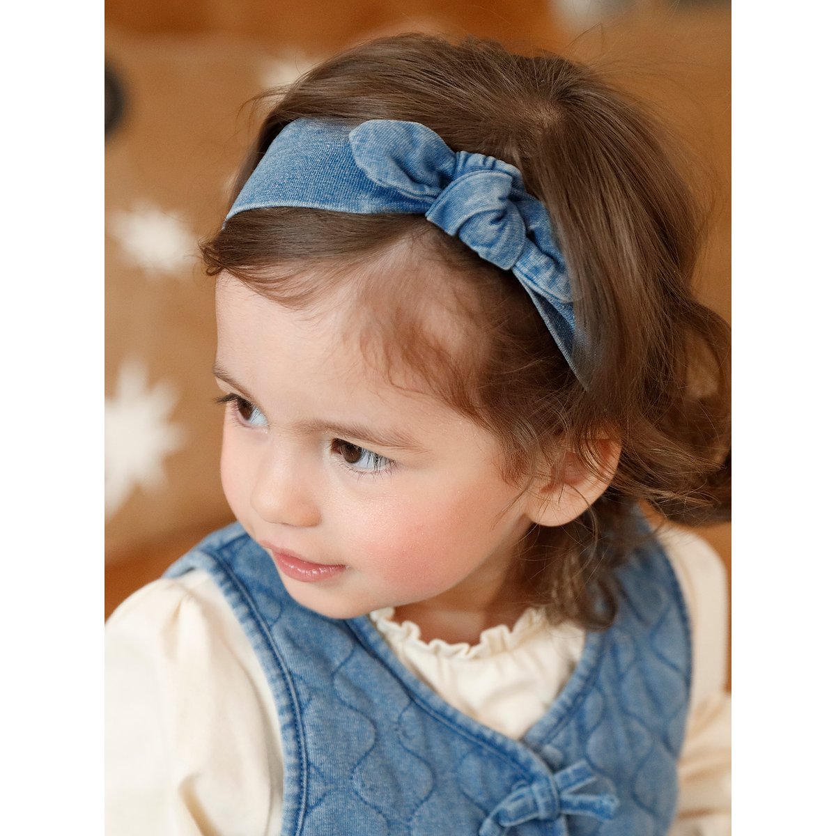 Ensemble bébé 4 pièces T-shirt + gilet + short + bandeau caramel, VERTBAUDET