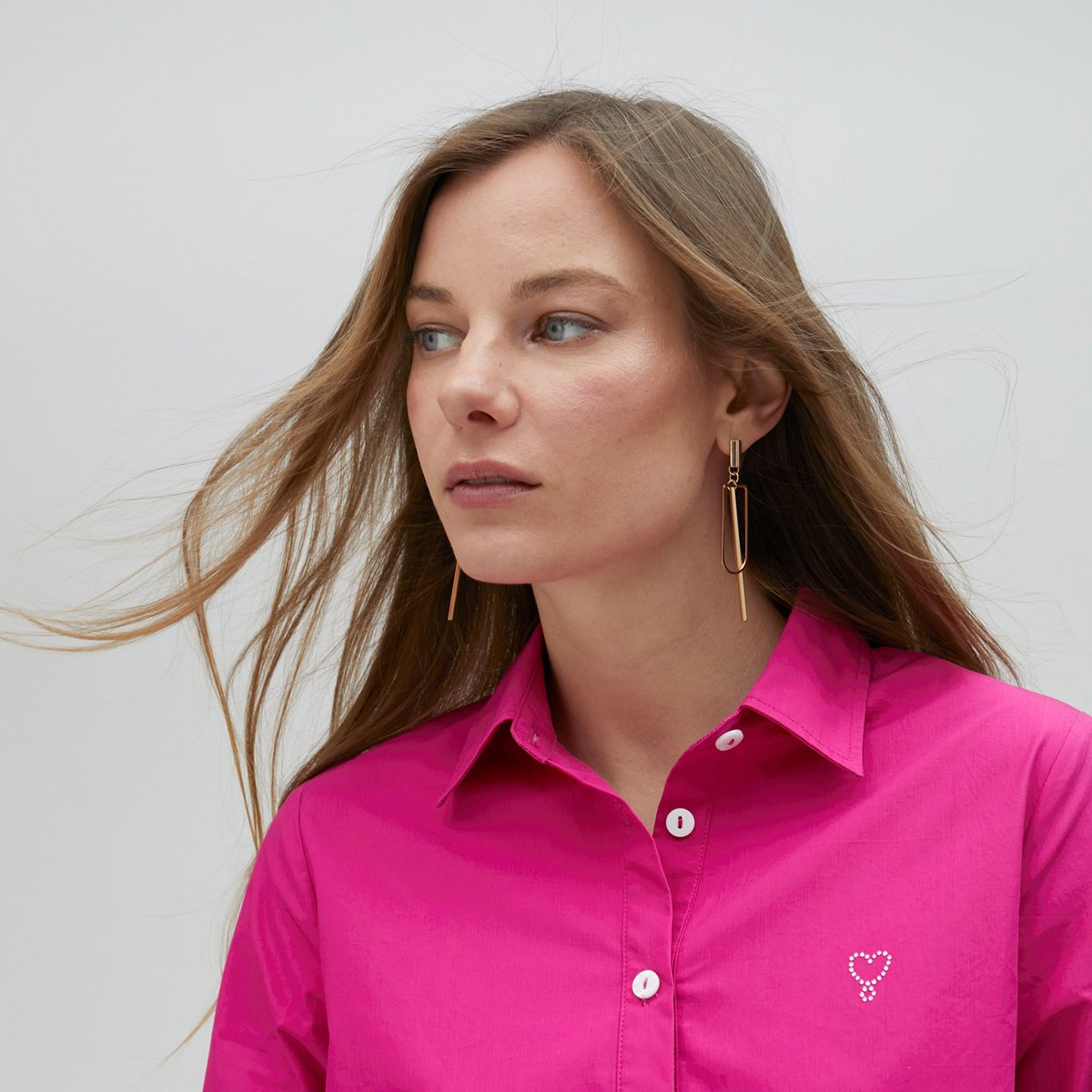 Robe chemise à manches 3/4 fushia, LOLA CASADEMUNT