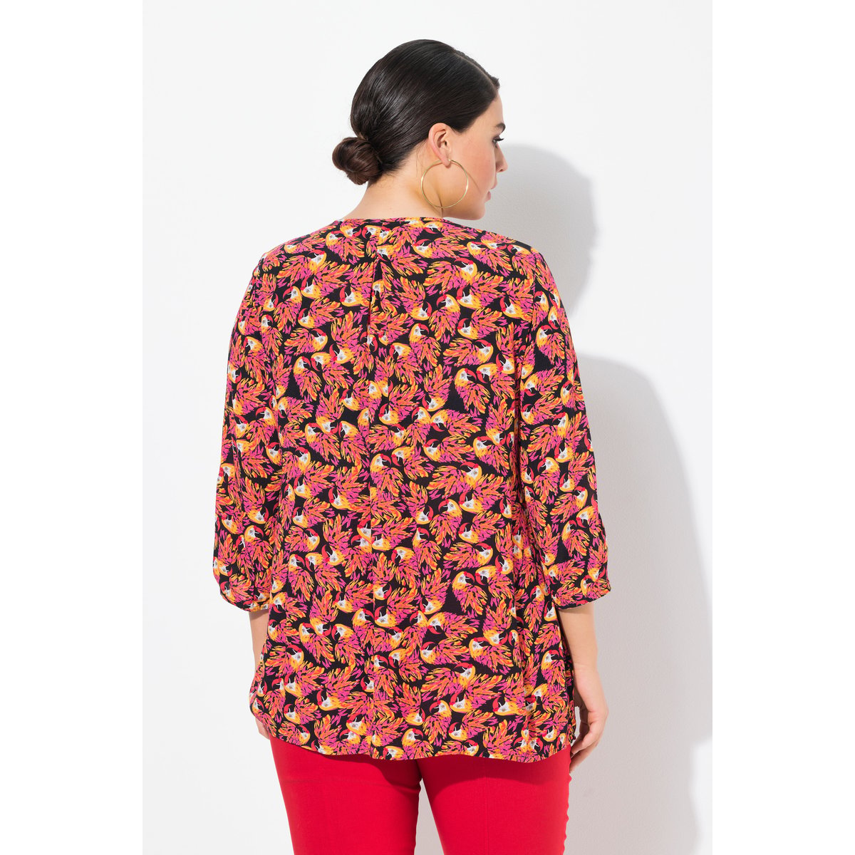 Blouse smockée noir, ULLA POPKEN