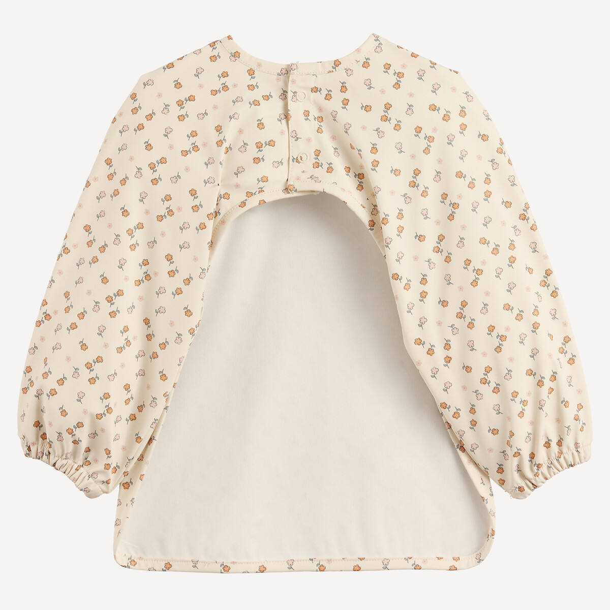 Bavaglino a grembiule, a maniche lunghe, con stampa floreale fantasia fiori, LA REDOUTE COLLECTIONS