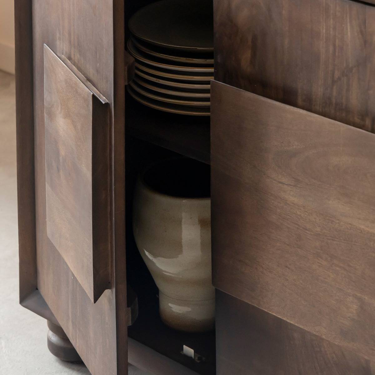 Buffet en bois de manguier HESTIA bois foncé, MADE IN MEUBLES