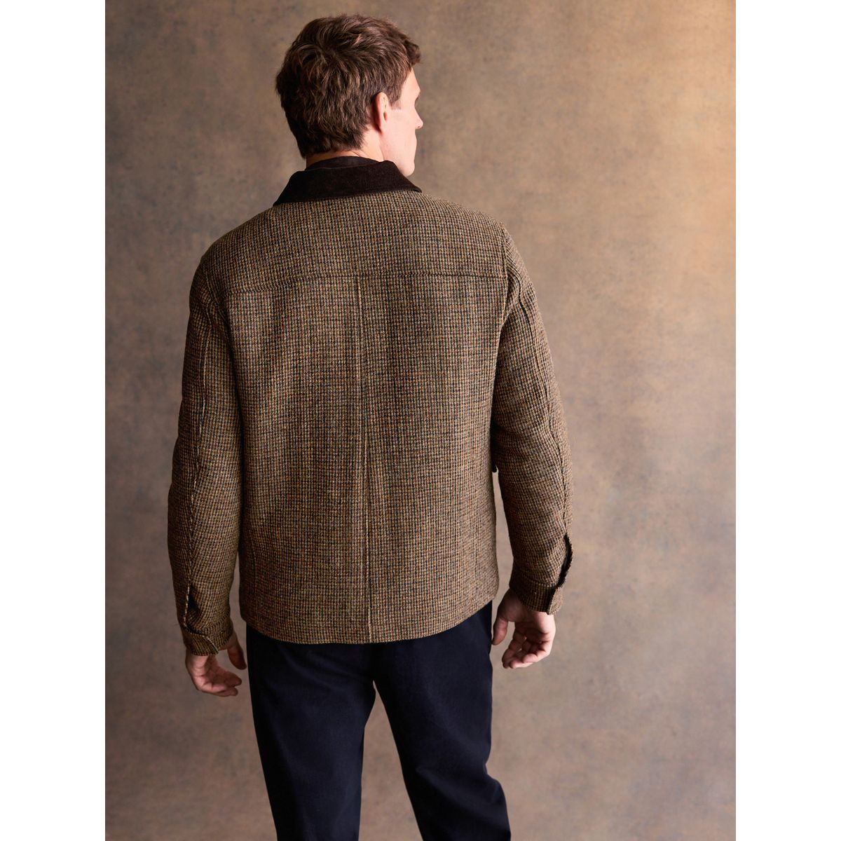 Veste avec col en velours côtelé harris tweed Signature marron, NEXT