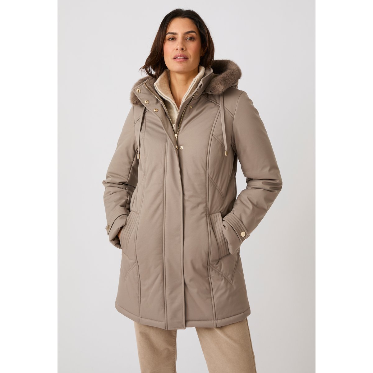 Parka matelassée Thermolactyl gris taupe, DAMART