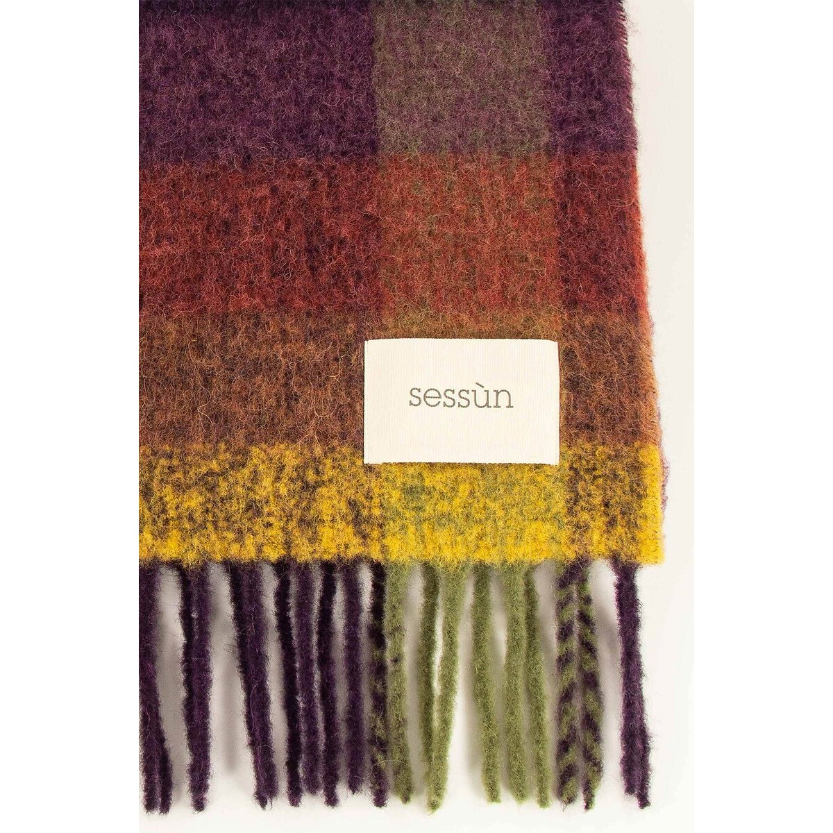Lucio Checked Scarf in Alpaca Wool-Rich Knit multi-coloured, SESSUN