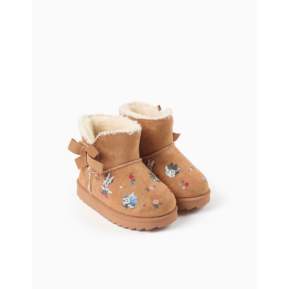 Bottines avec doublure en peluche douce synthétique et imprimés Minnie beige foncé, ZIPPY