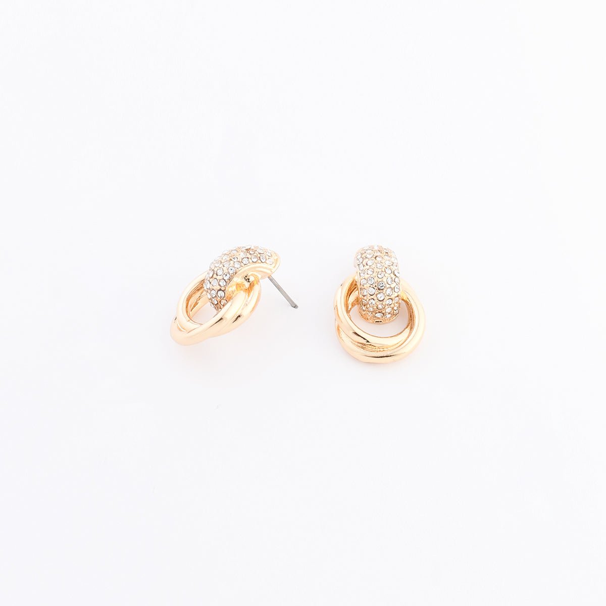 Boucles d'oreilles nœud doré à strass doré, BALABOOSTE