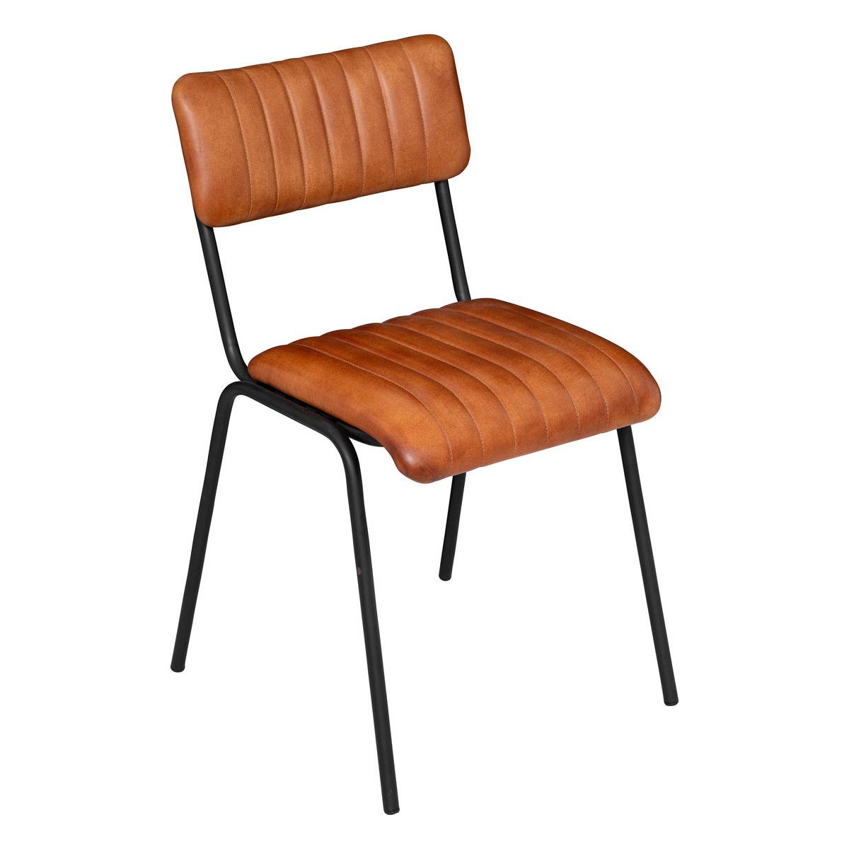 Chaise empilable en cuir DARIO cognac, ATMOSPHERA