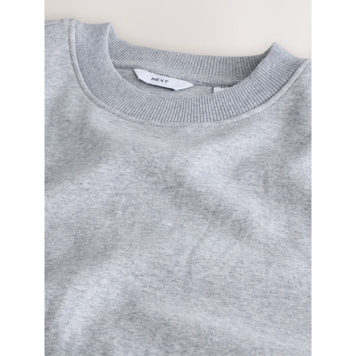 Sweat ras du cou épais en coton majoritaire gris, NEXT