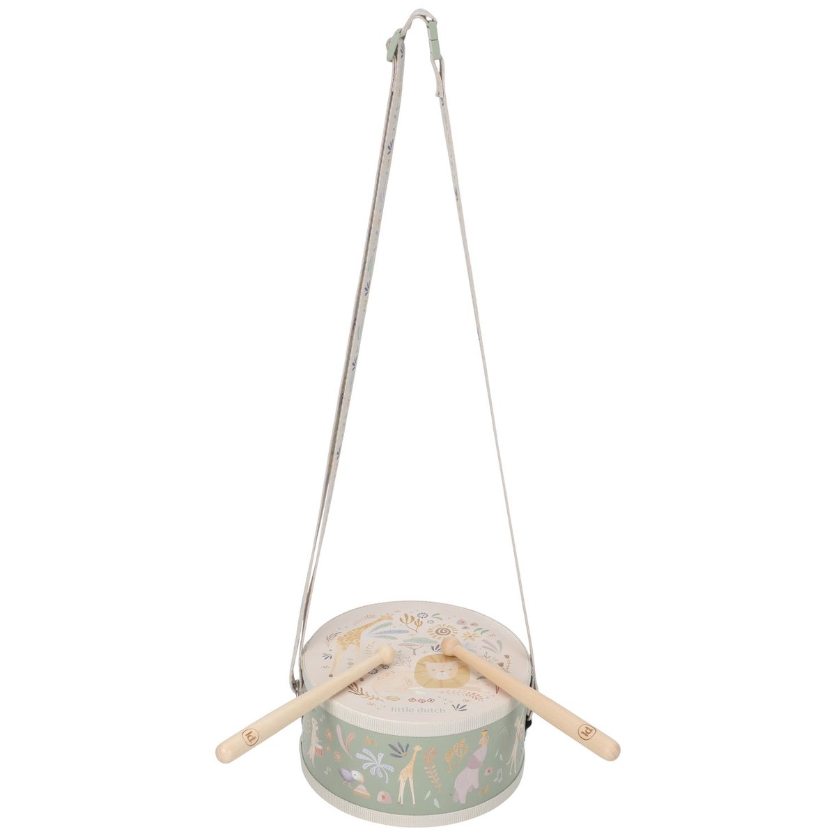 Tambour vert, multicolore, bois, LITTLE DUTCH