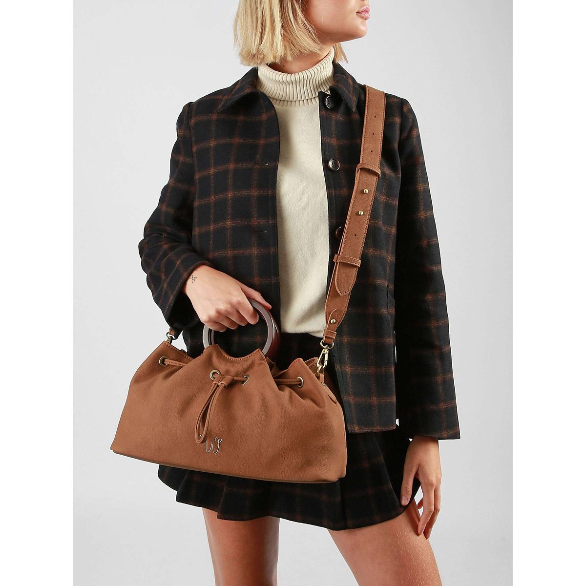 Sac bandoulière Verveine camel, WOOMEN