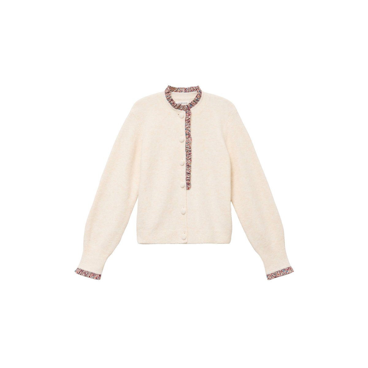 Gilet col rond manches longues ecru, CACHE CACHE