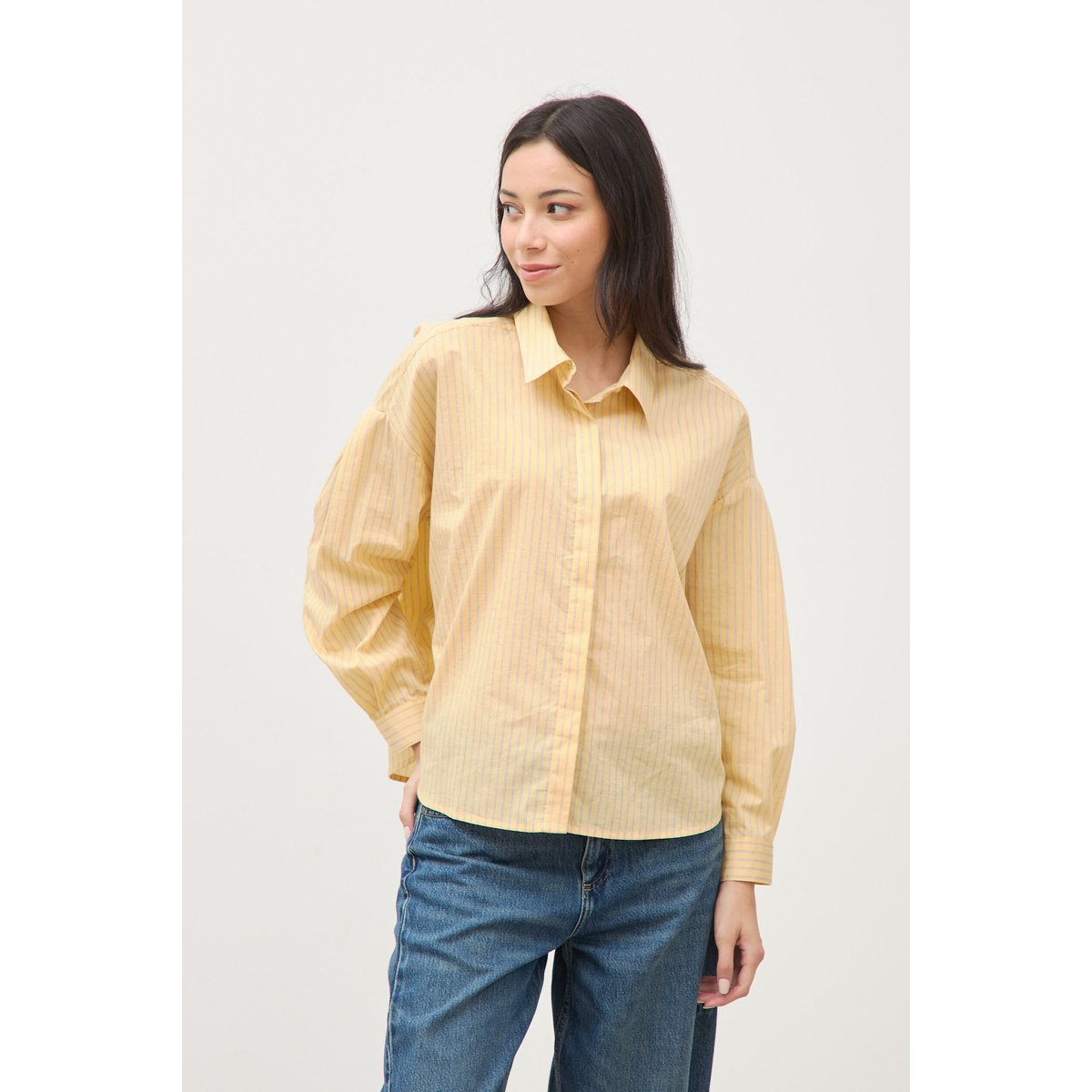 Chemise ample manches longues jaune citron, BONOBO