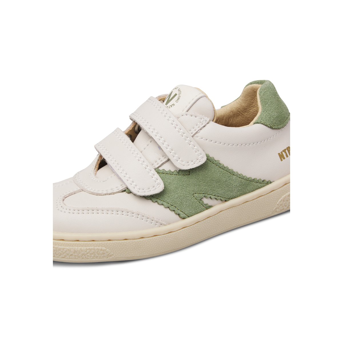Sneaker en daim et tissu technique JENIX VL. blanc-vert, NATURINO