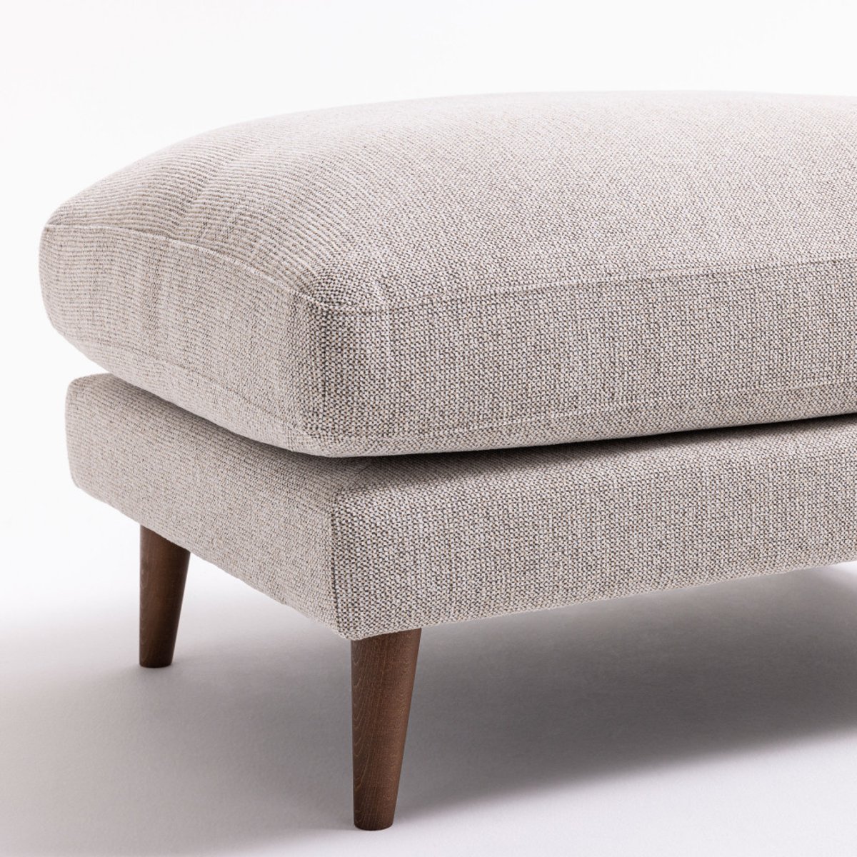 Pouf en tissu pieds bois foncé- VILLABON naturel chiné, DRAWER
