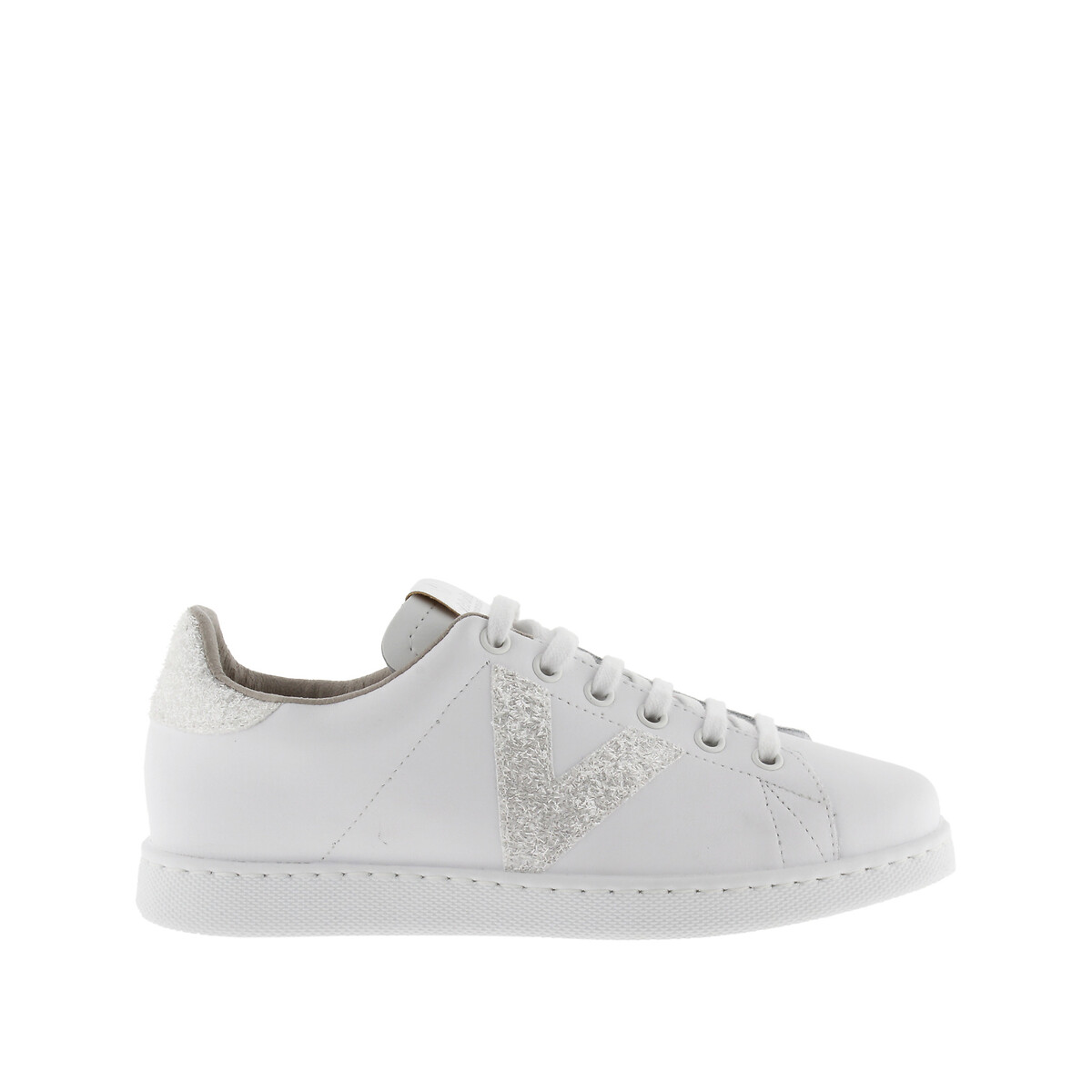 Baskets cuir glitter blanc, VICTORIA