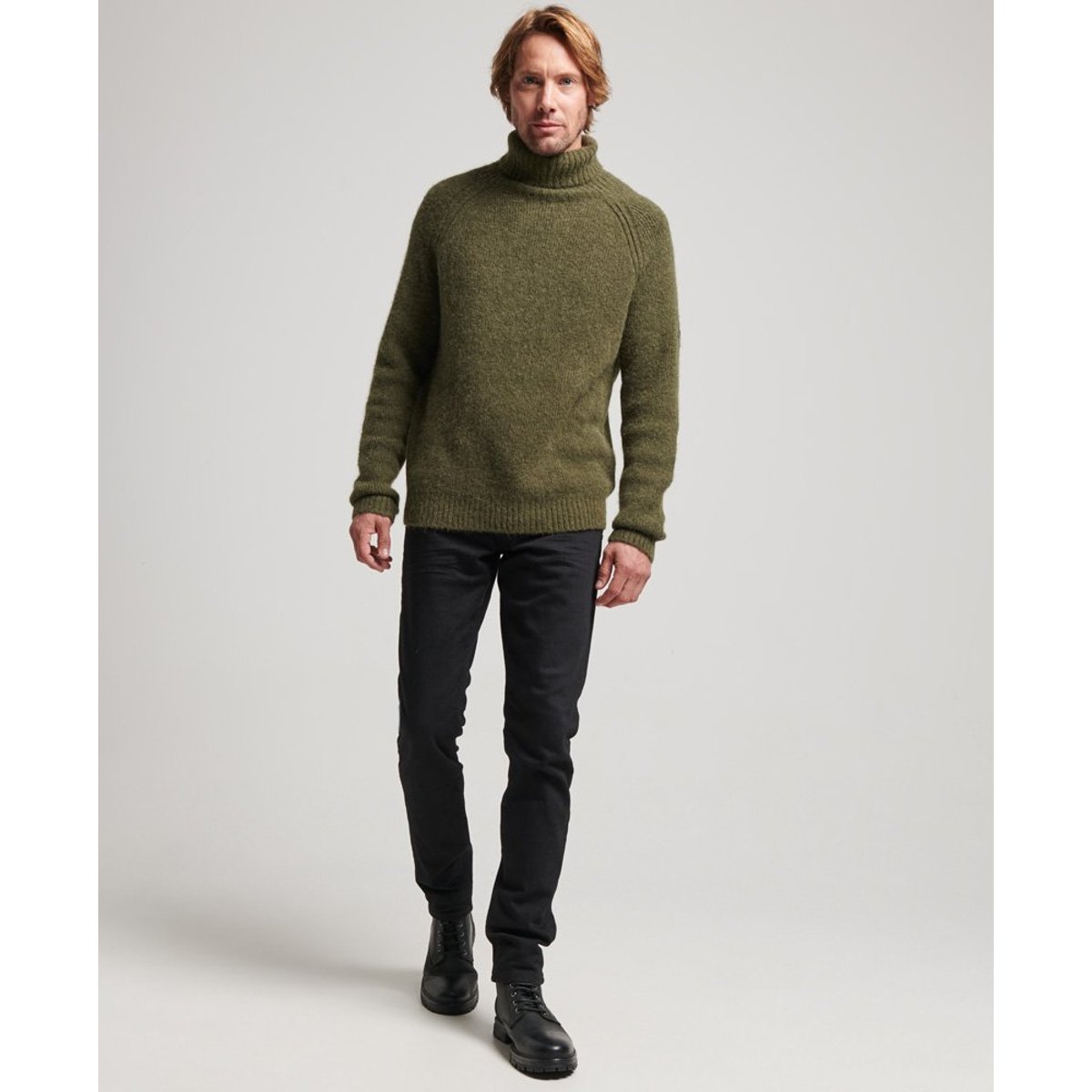 Pull épais à col roulé Studios vert mousse foncé, SUPERDRY