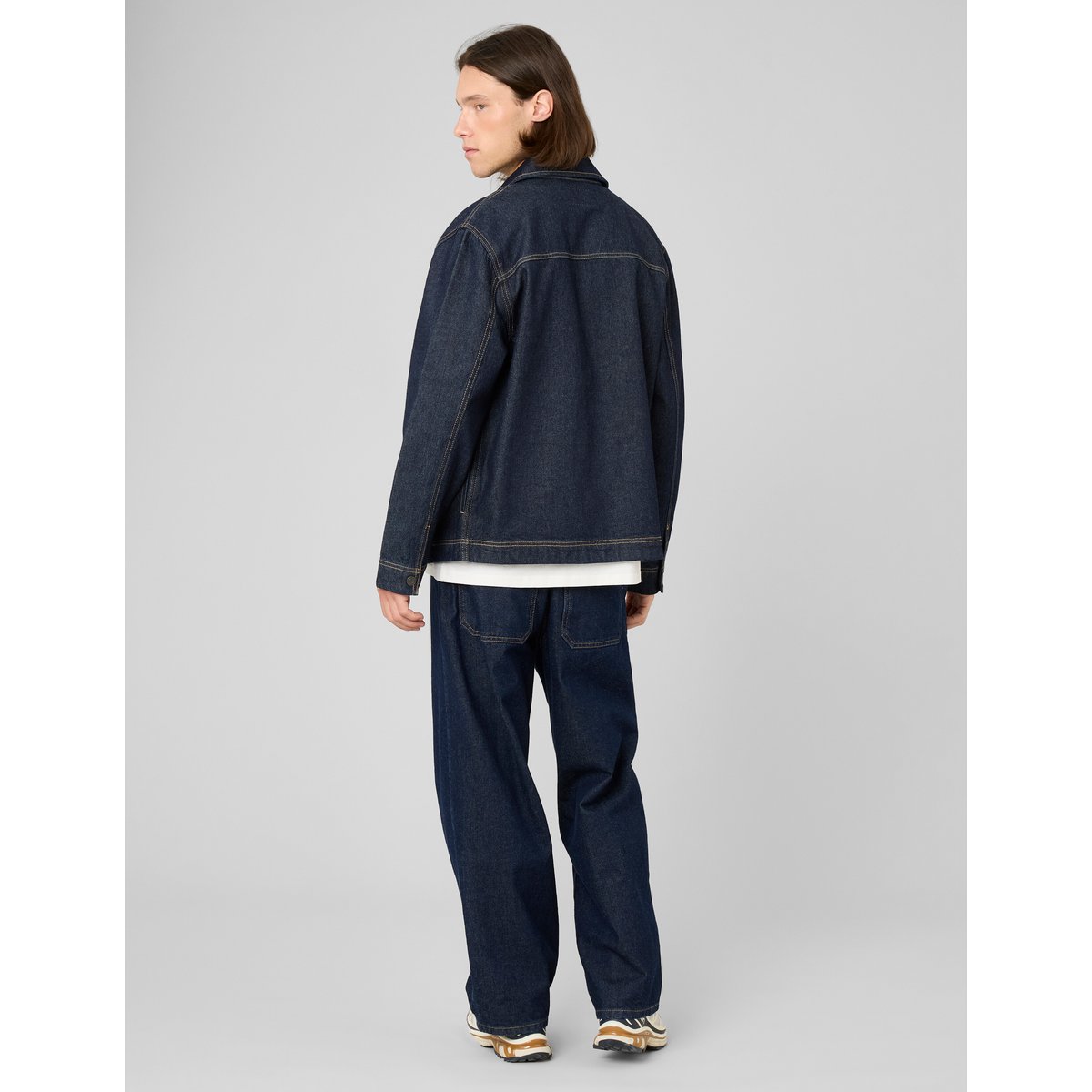 Veste en denim zippée bleu moyen, BZB