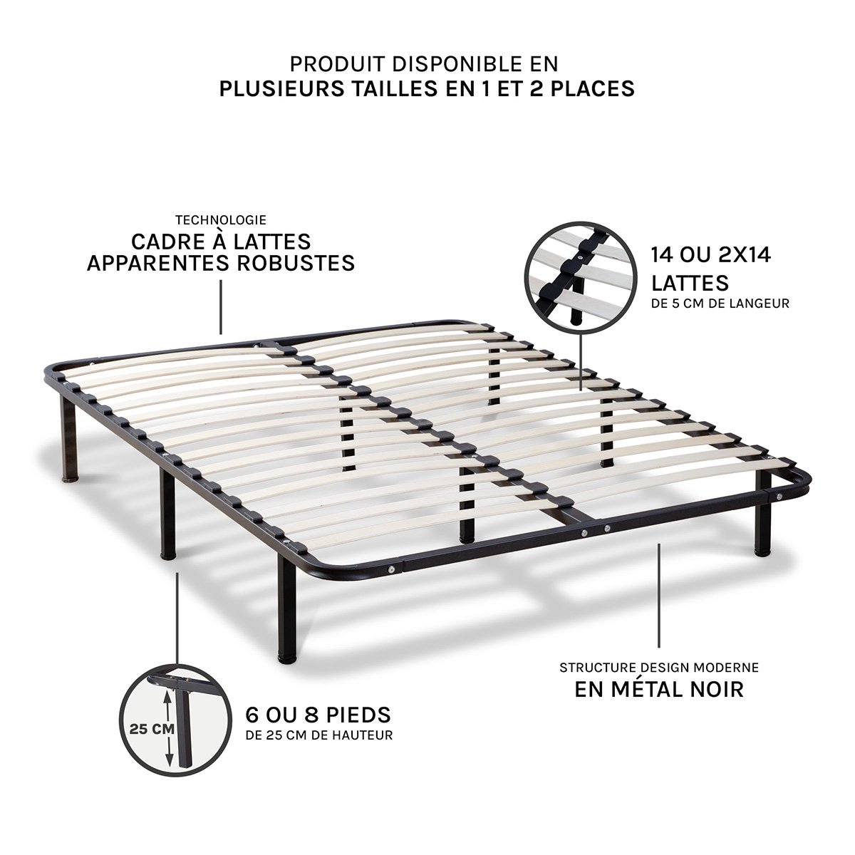Prêt-à-dormir VENUS avec Cadre à lattes, Couette, Oreillers et Protège-matelas blanc, OLYMPE LITERIE
