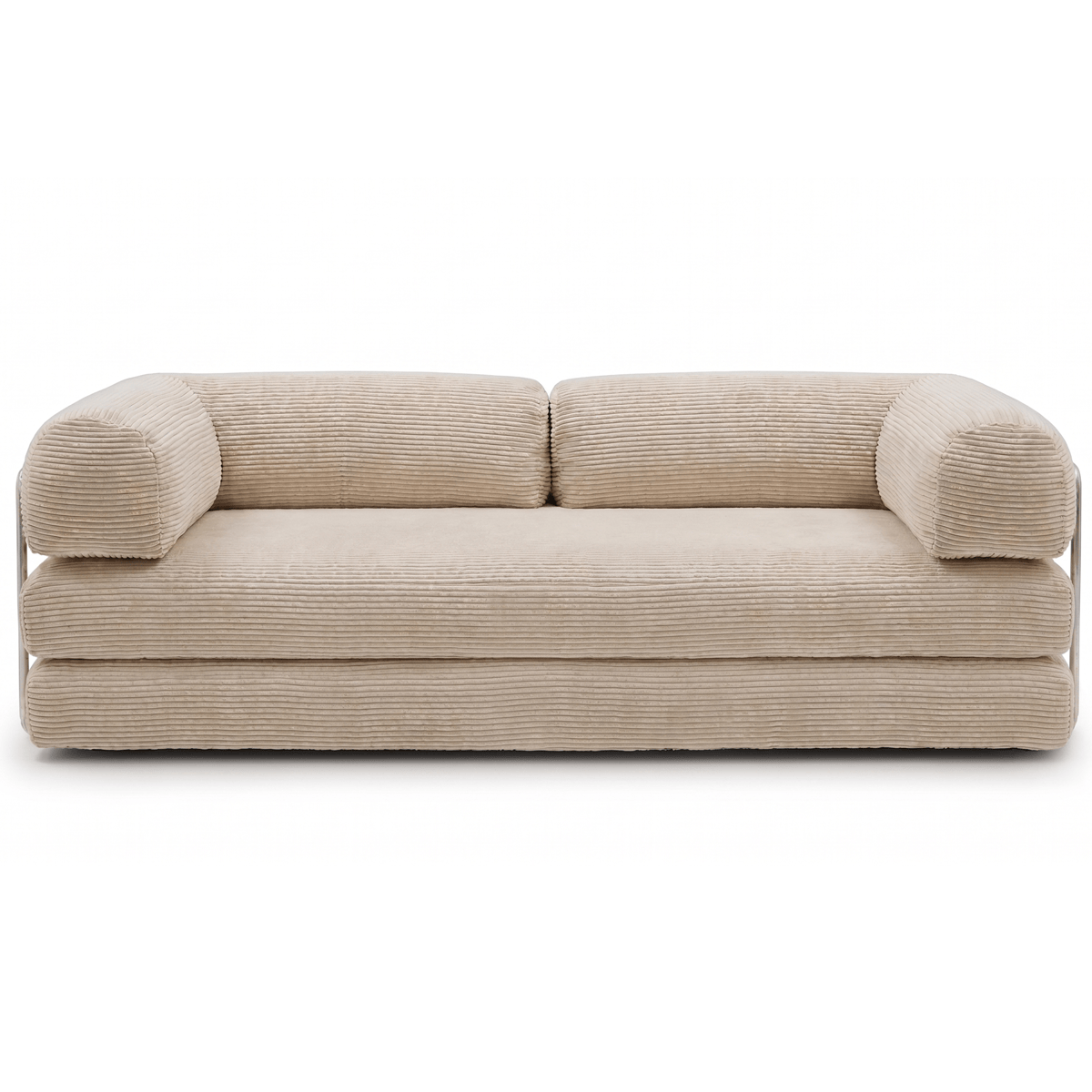Canapé convertible compressé 3 places en velours côtelé - BUDDY beige, HOMIFAB