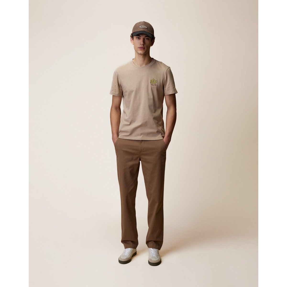 T-shirt en maille beige foncé, FAGUO