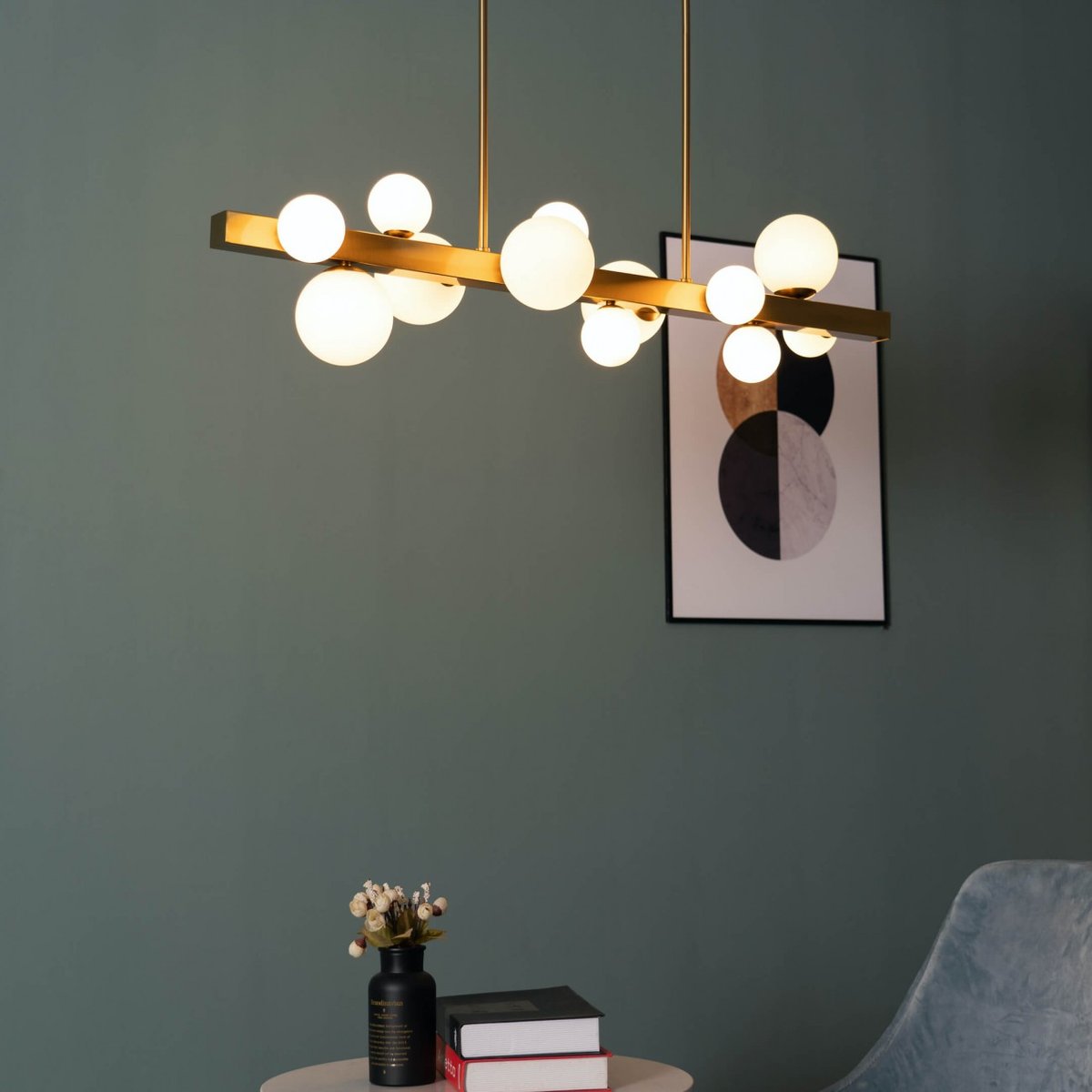 Somptueuse suspension en inox et verre - OROMIA doré / laiton, KOSILUM