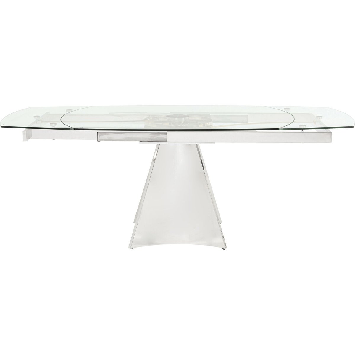 Table à rallonges en verre et acier, TEMPO transparent, KARE DESIGN