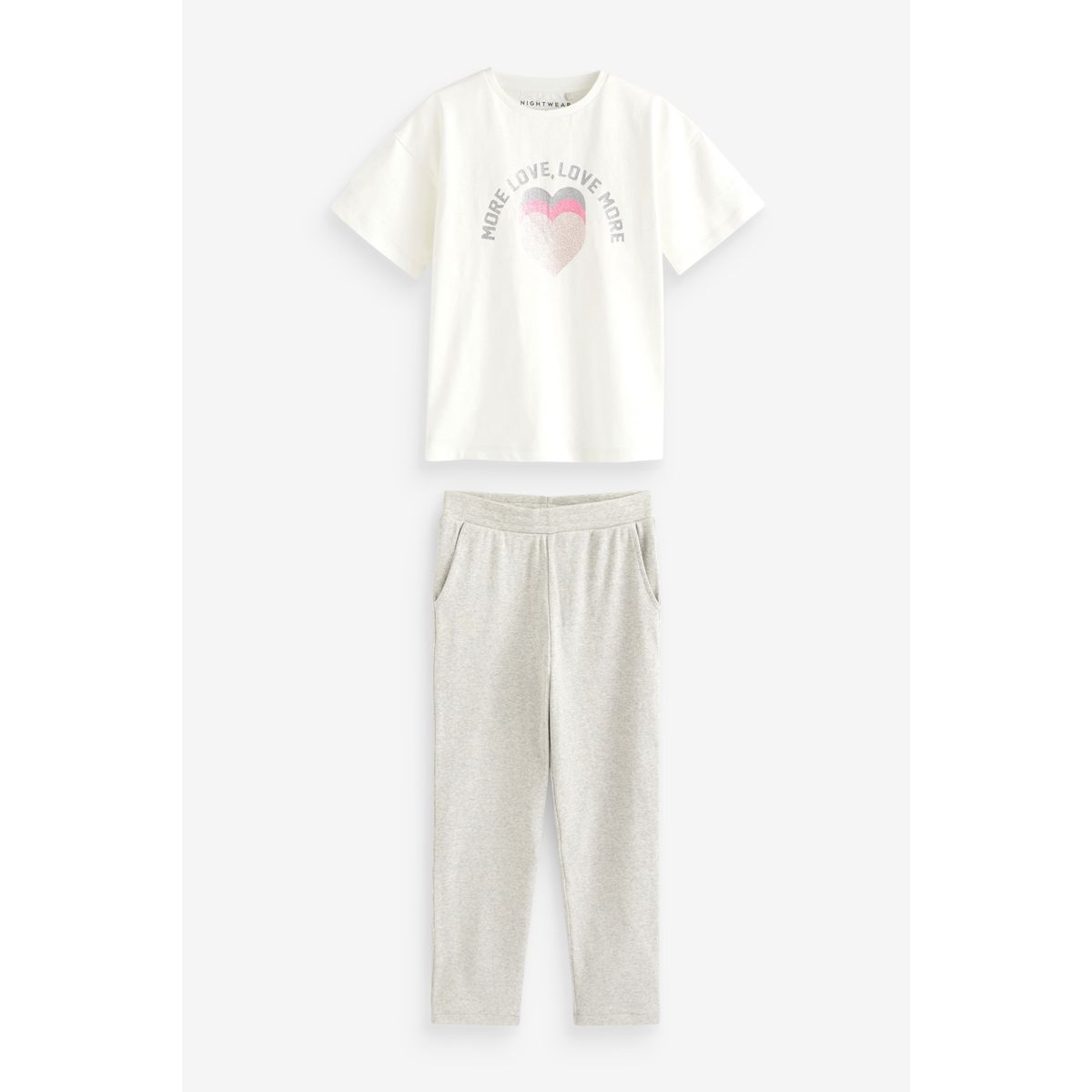 Pyjama avec inscription, lot de 3 rose/gris/blanc, NEXT