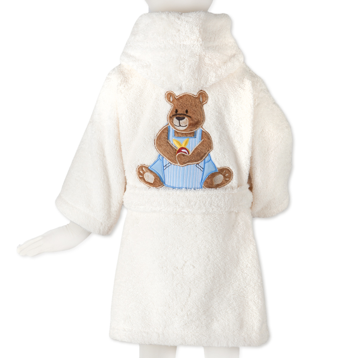 Peignoir en Coton 500g/m² modèle brodé - OURSON BOY beige ecru, TRADITION DES VOSGES