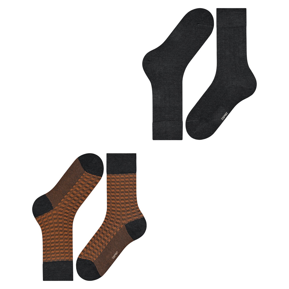 Chaussettes Houndstooth 2-Pack Opaque gris, ESPRIT