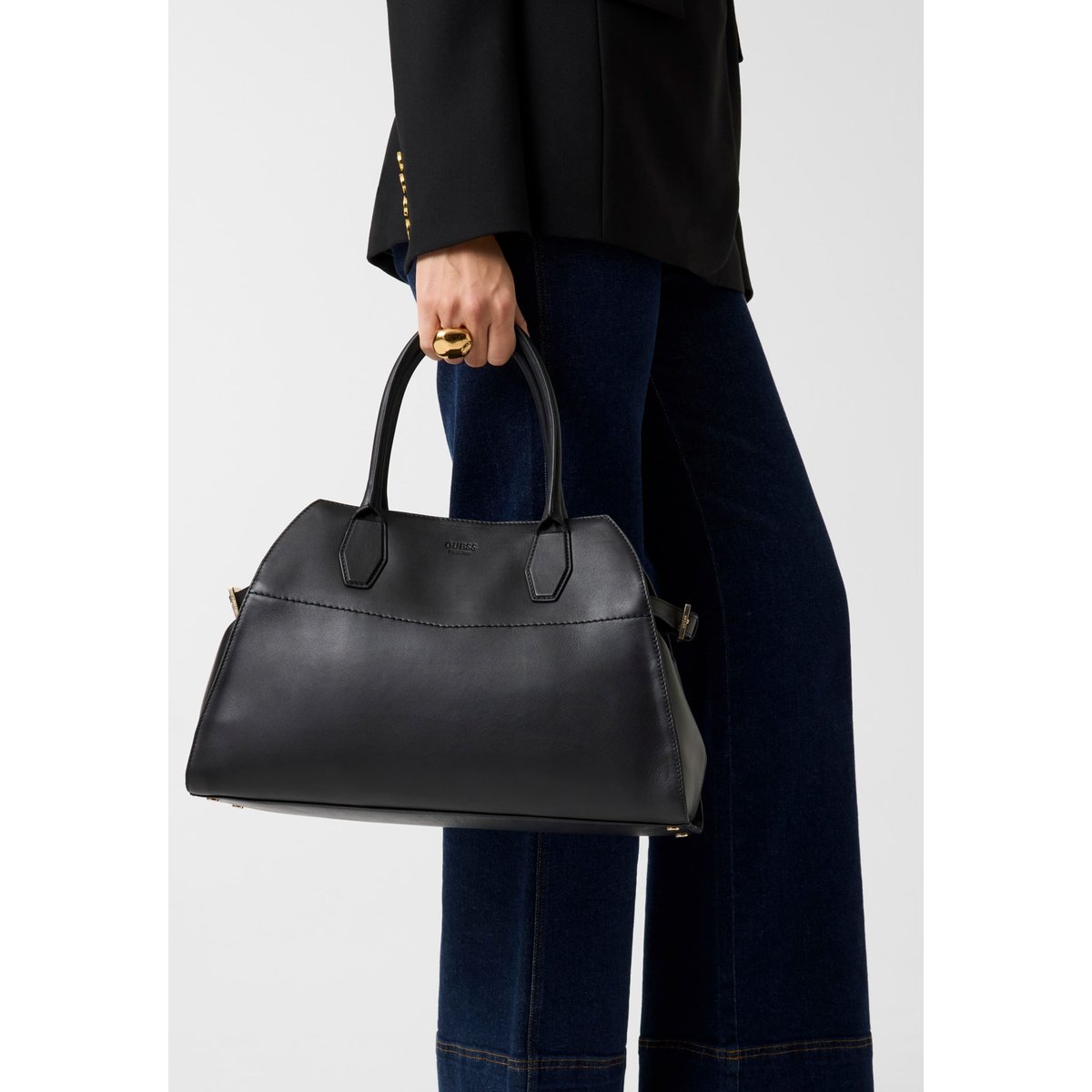 Sac À Main En Cuir Véritable Liza noir, GUESS