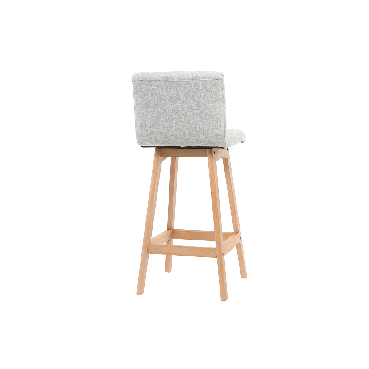 Tabourets de bar design pieds bois H65 cm (lot de 2) KLARIS gris perle, MILIBOO