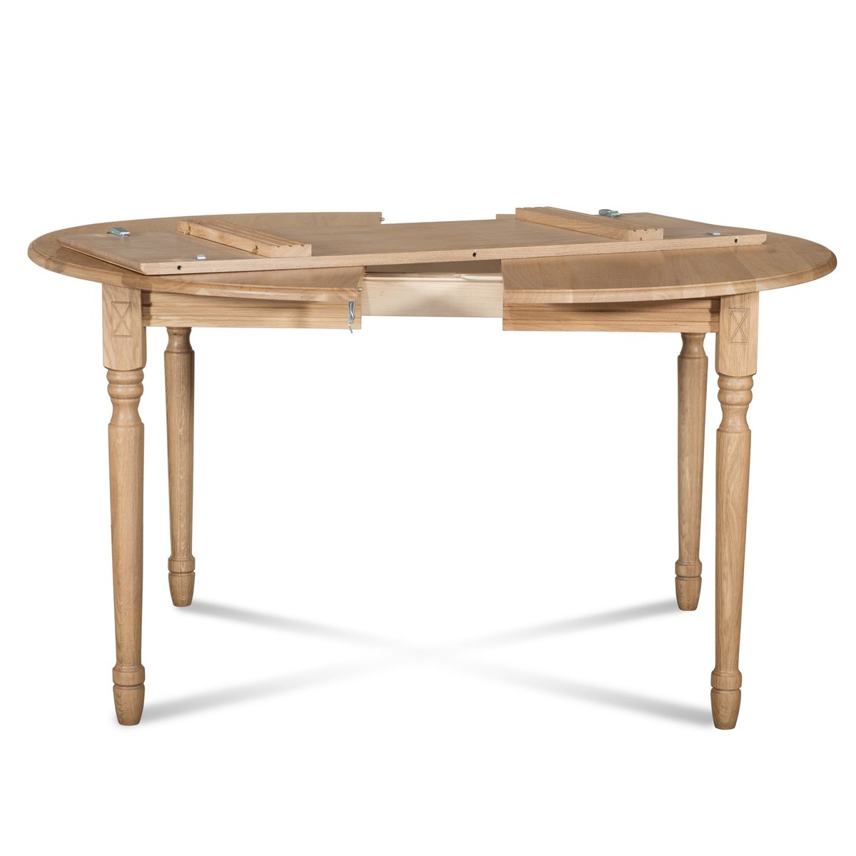 Table ronde extensible pieds tournés D105 + 4 chaises tissu - VICTORIA gris clair, HELLIN, DEPUIS 1862
