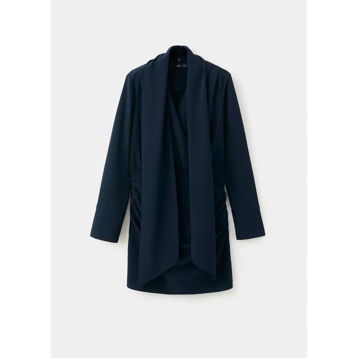 Robe foulard drapée bleu marine, MANGO