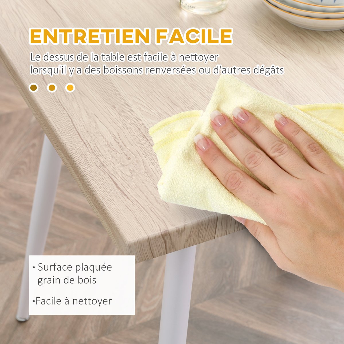 Ensemble de table à manger MDF Bois naturel bois naturel et blanc, HOMCOM