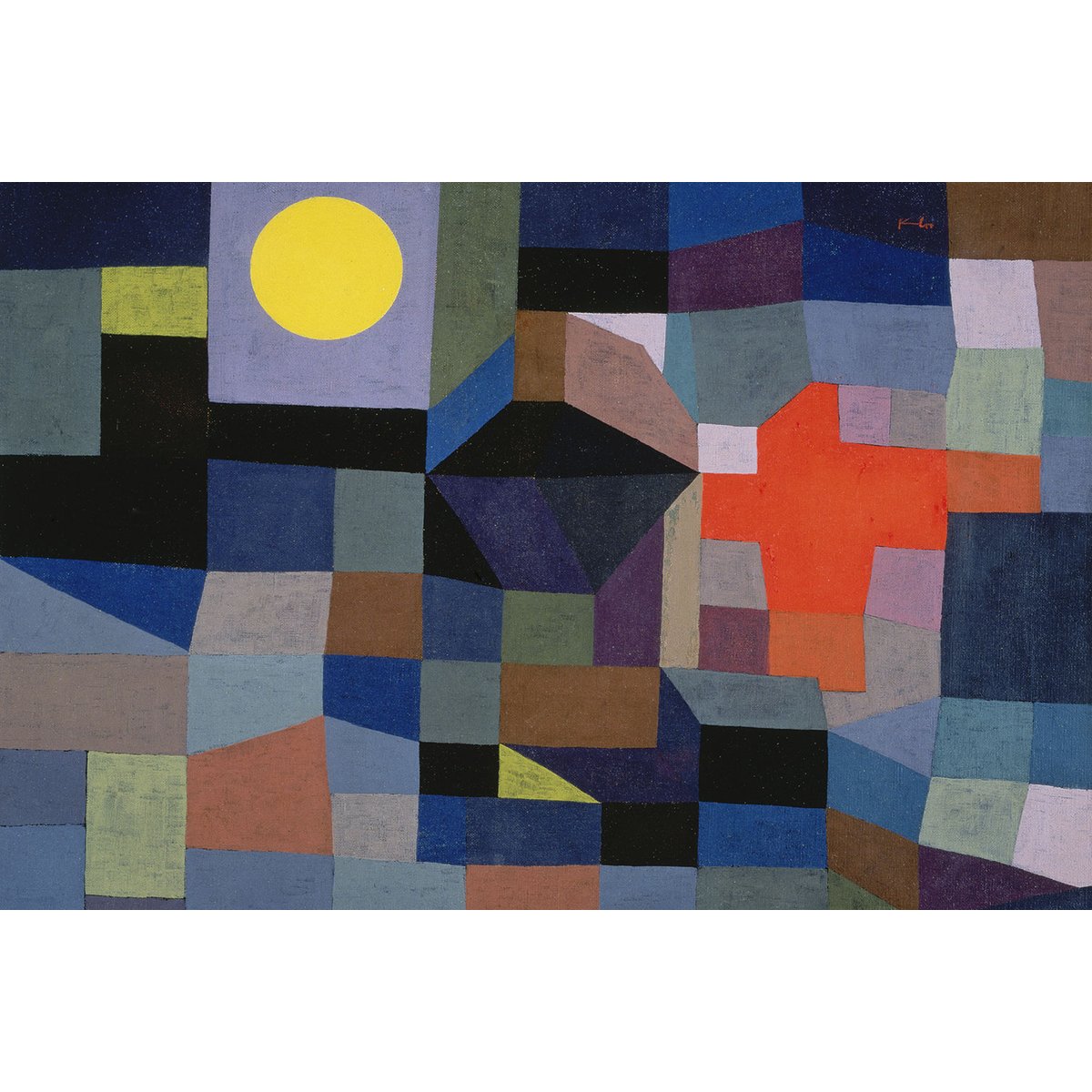 Tableau d'art classique Paul Klee Feu par Pleine Lune tableau alu dibond, HEXOA