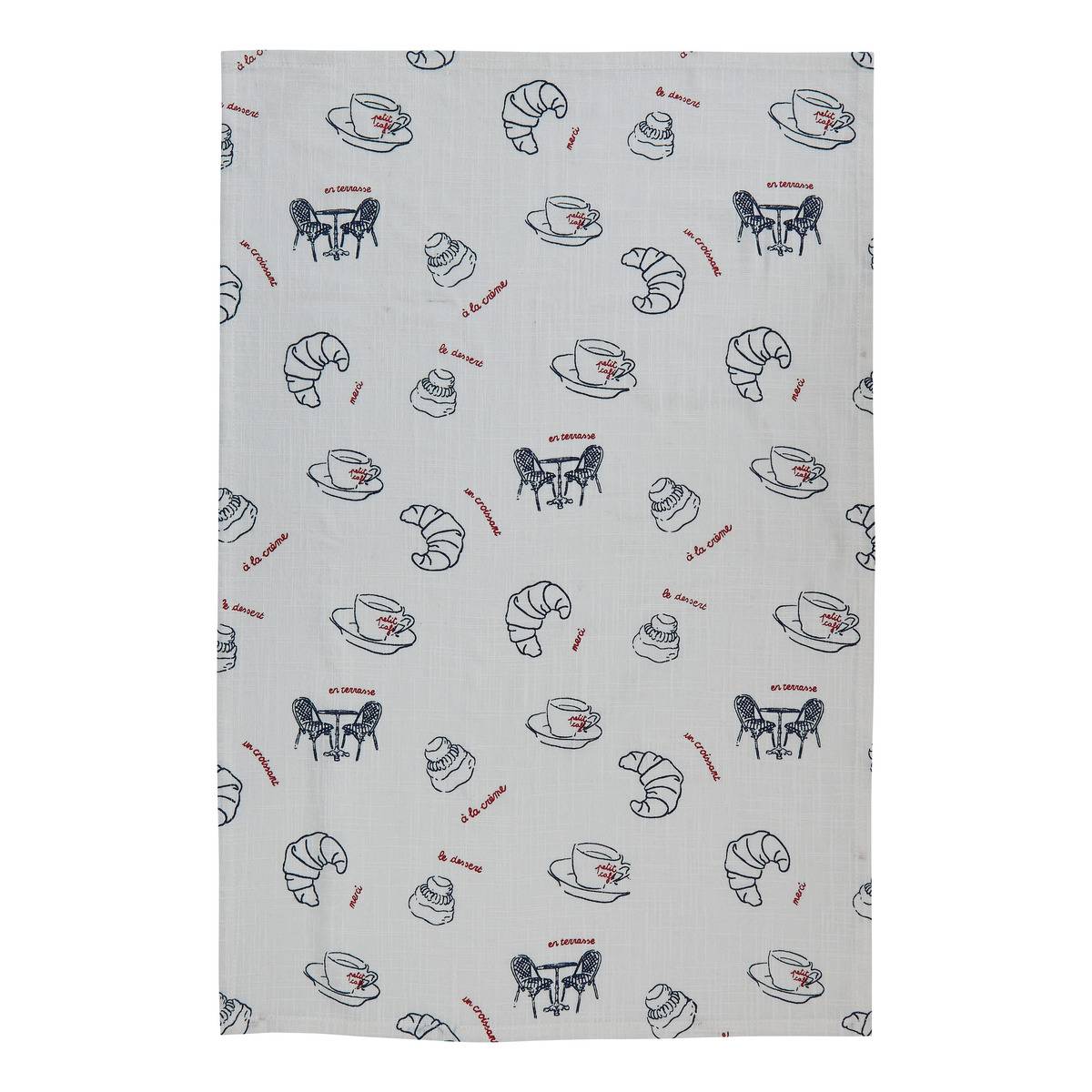Lot de 3 torchons en coton FRA blanc, ATMOSPHERA