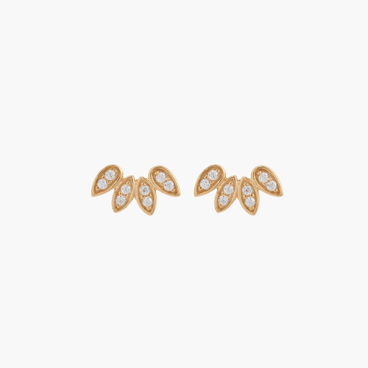 Puces d'oreilles pétales de zircon - argent 925 doré doré, BALABOOSTE