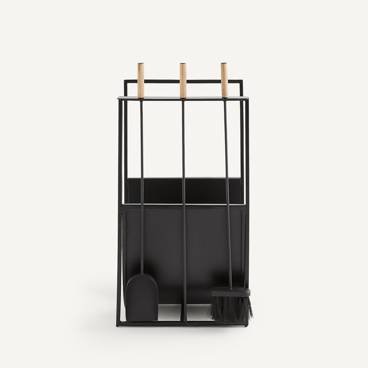 Organizador para chimenea, soporte para leña, de hierro mate, LILA negro, AM.PM